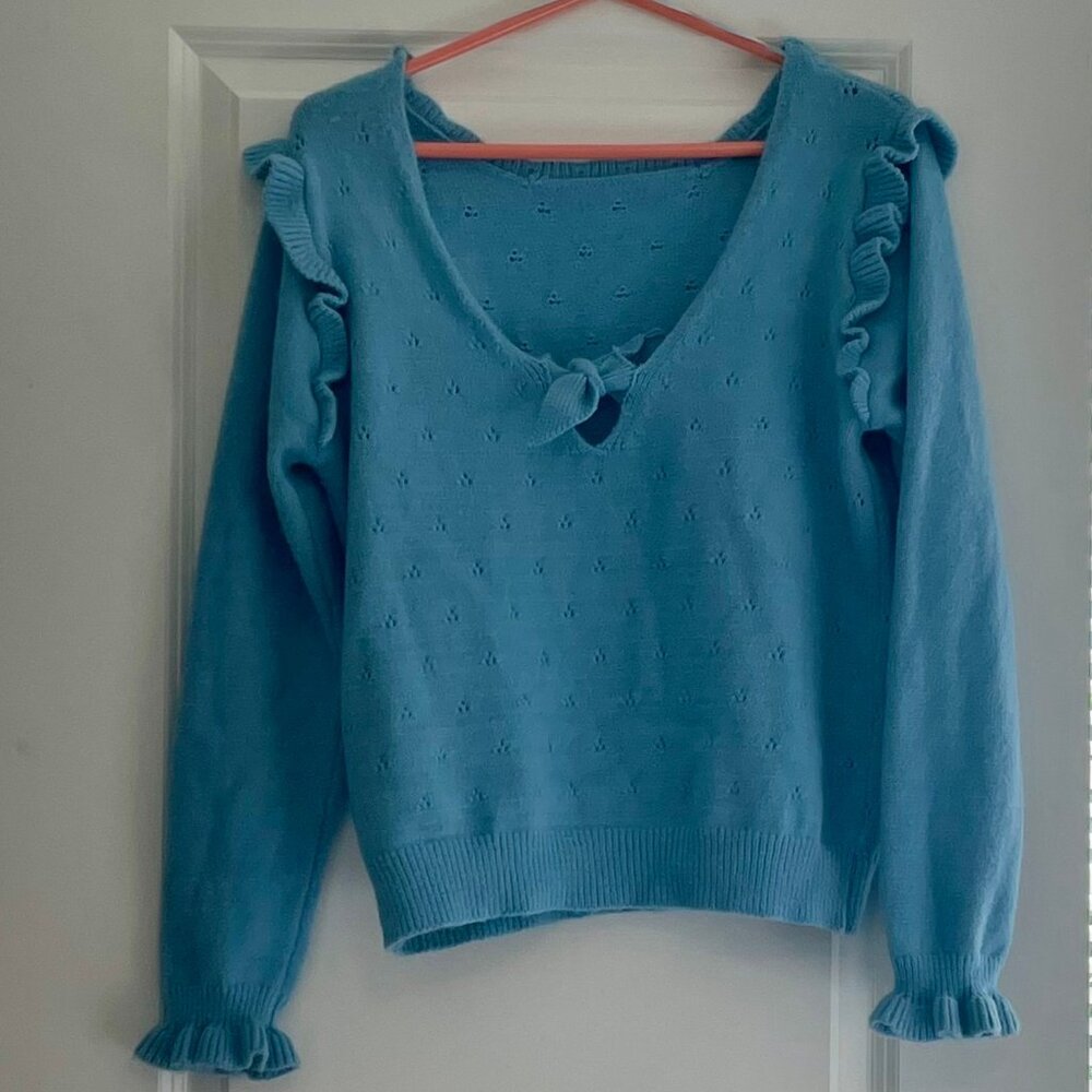 Reversible Knit Sweater in Blue
